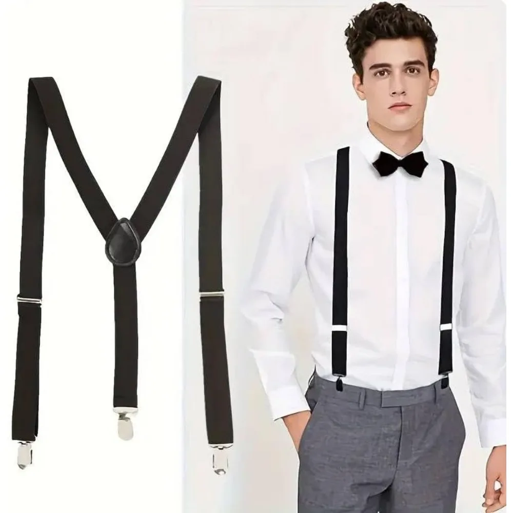 Tirantes Negros para Hombre, Pantalones, Ropa, Tirantes para Adultos, Camisa, Vestido, Fiesta de Boda, Traje de Color Sólido, Falda con Tirantes