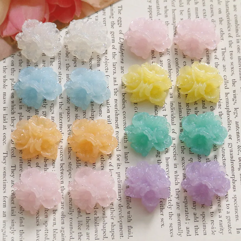 5pcs Japanese small fresh glitter multi-petal flower cluster diy resin accessories sweet earrings hairpin material