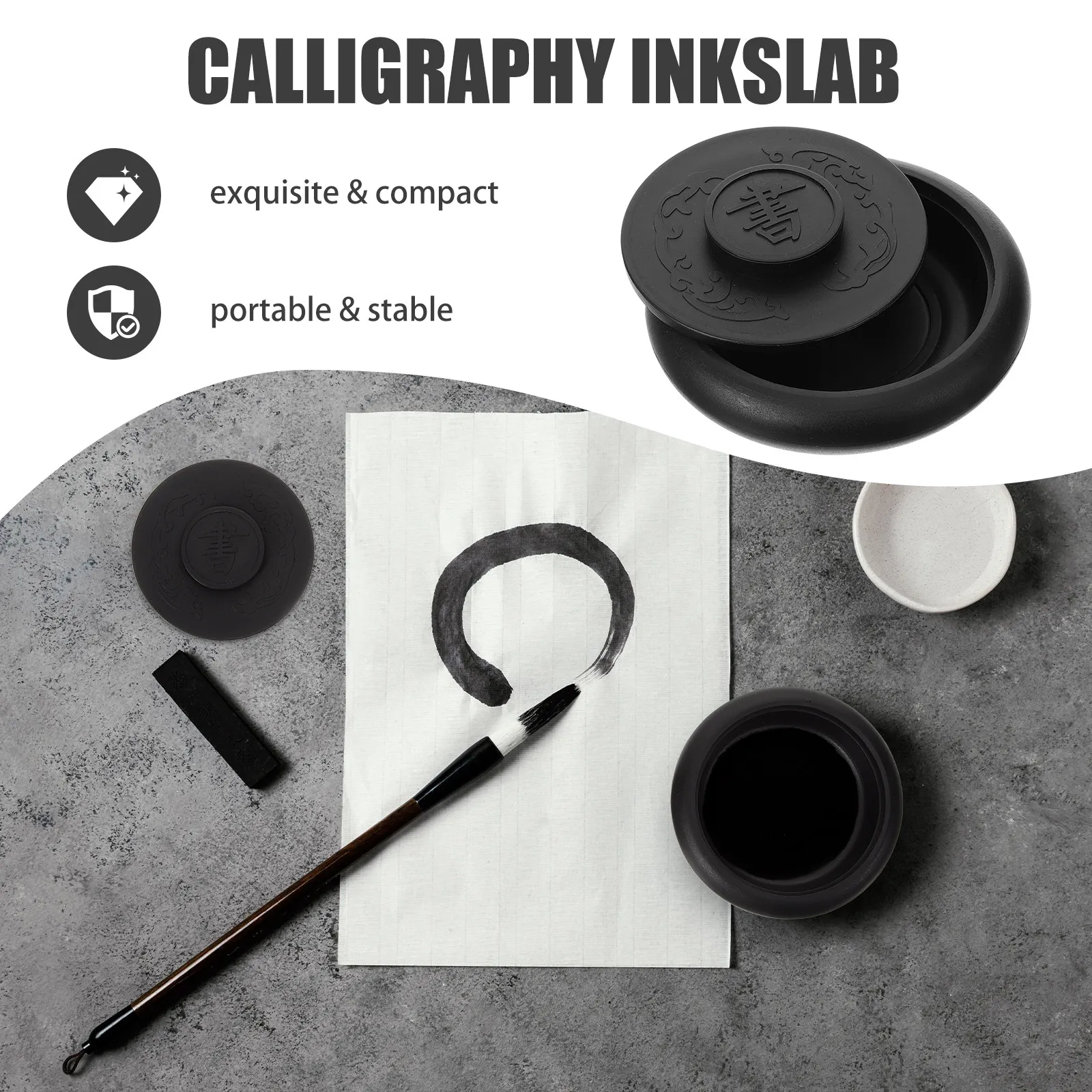 Chinese Calligraphy Ink Grinding Painting Halloween Christmas New Year Chinese Calligraphy Ink Stone Chinese Ink Stone Plastic