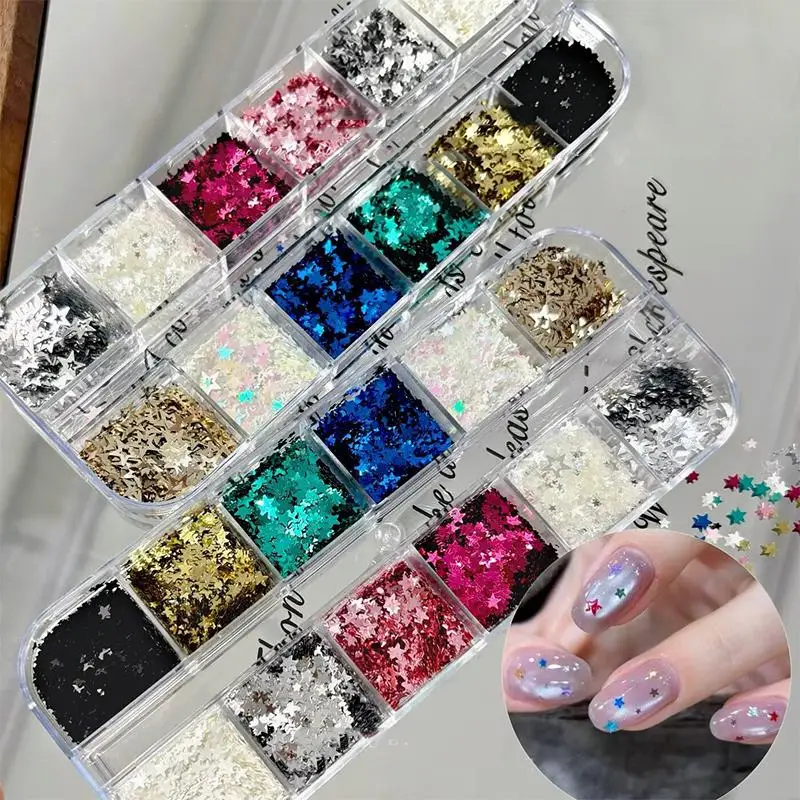 New Star Sequin Mixed Five-pointed Star Wave Point Colorful Laser Nail Glitter Nail Art Charm Decor DIY Manicure Accessories