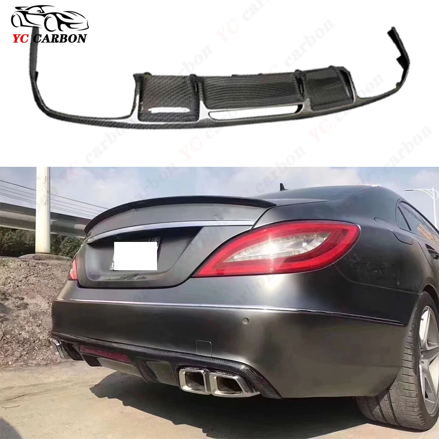 For Mercedes Benz CLS Class W218 CLS350 CLS300 2011-2014 Carbon Fiber Car Rear Bumper Diffuser Rear Side Splitters Spoiler Lip