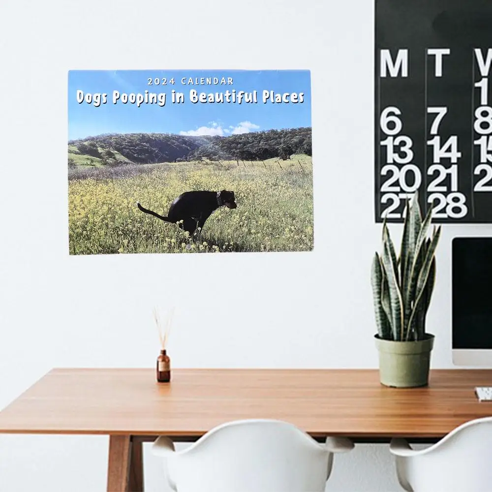 Weekly Schedule Dog Poop Calendar New Year Decor Cute Funny Wall Calendar Simplicity Paper 2024 Calendar Anniversaries