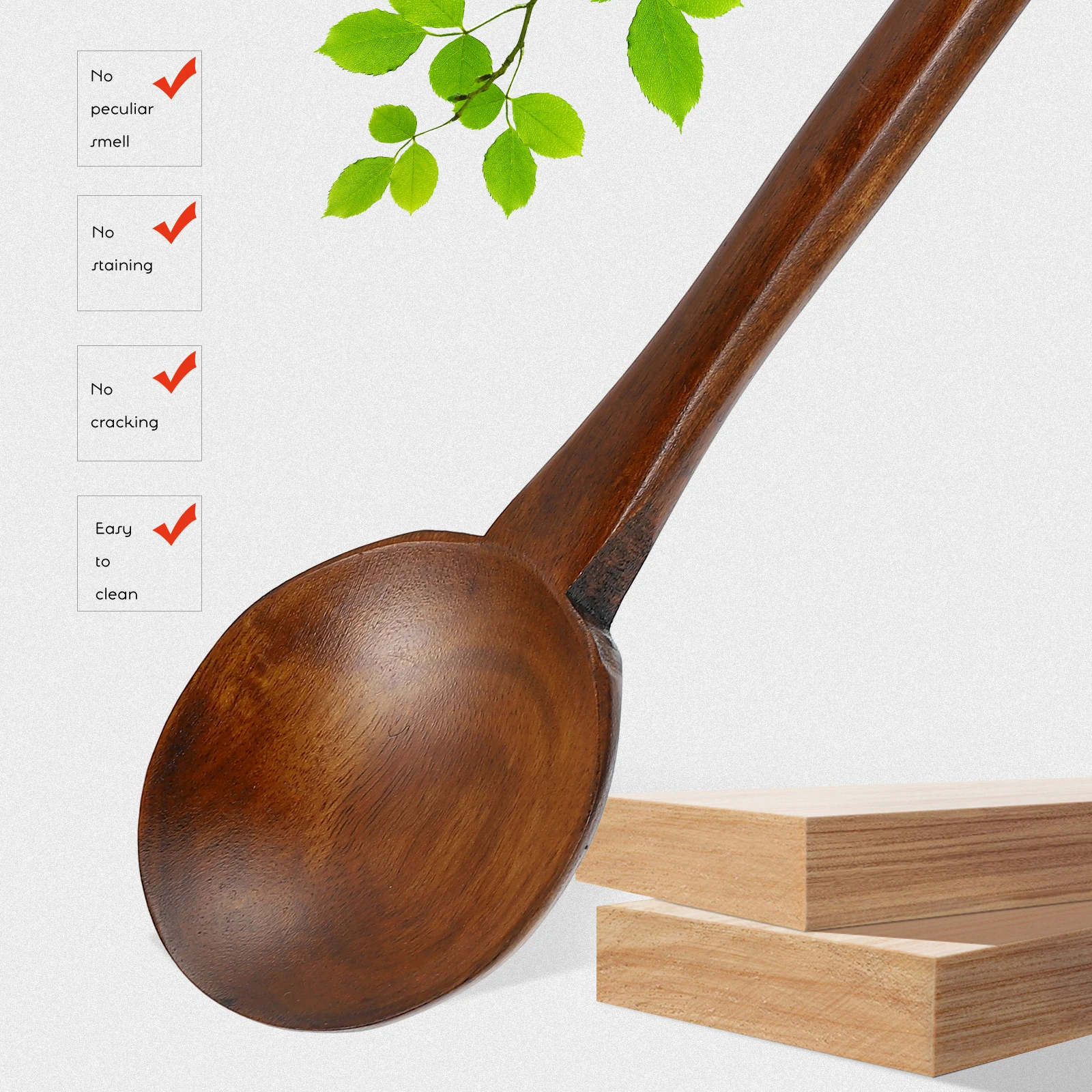 

Premium Unpainted Wood Spoon Long Handle Kitchen Cooking Scoop Wooden Serving Ladle For Home Restaurant Hotel Kitchen