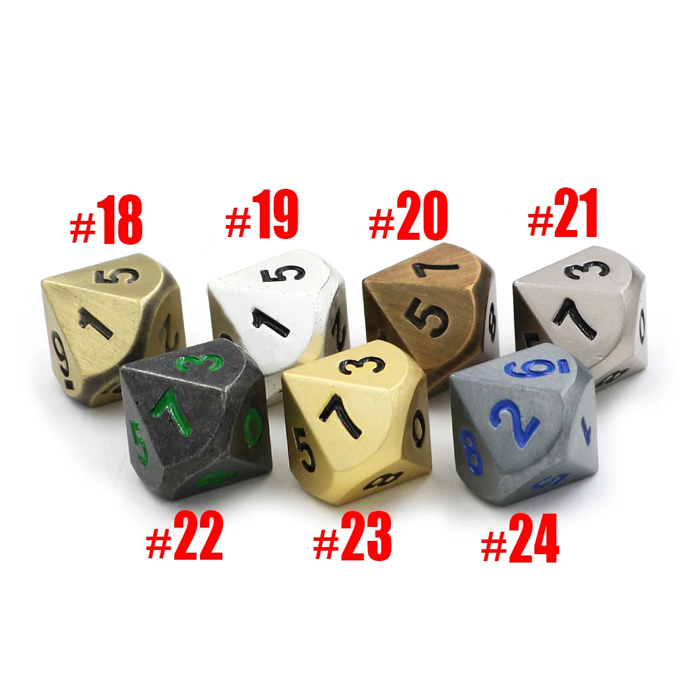 1pcs D10 (0-9) Polyhedron RPG Dice 10-sides Accessories Metal Dice Cubes Colorful Digital Game Dice