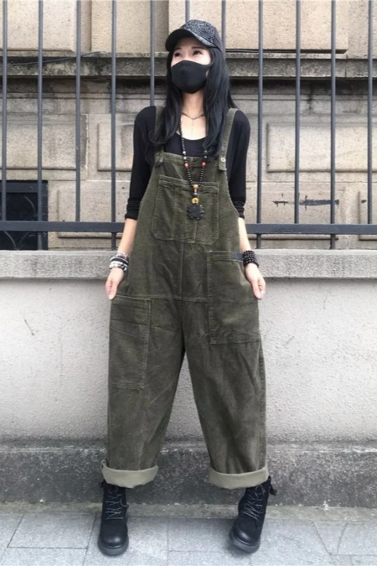 

2026 Autumn/Winter New Women's Strap Pants High Waist Corduroy Jumpsuit