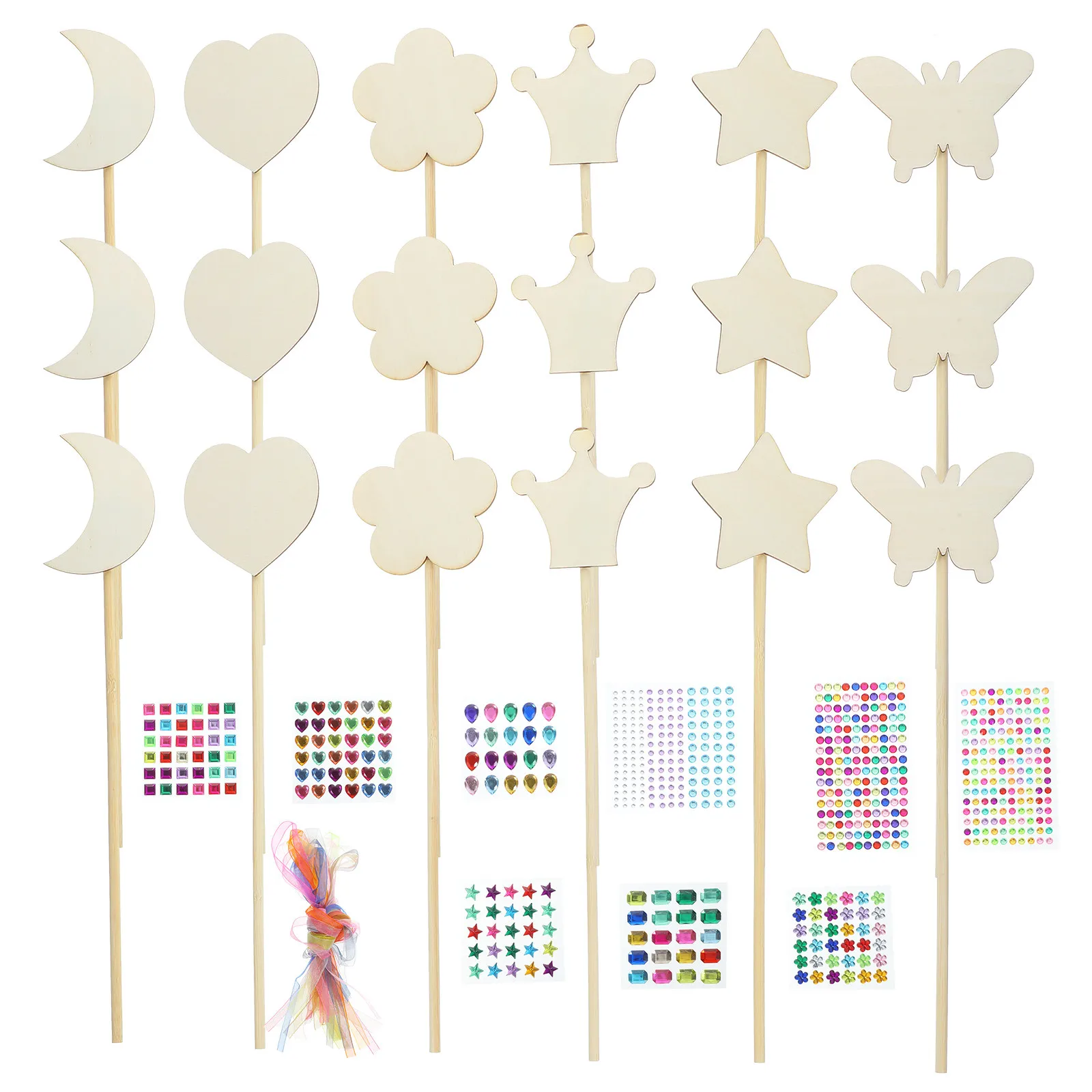 1-セット-diy-妖精の木の棒プリンセスワンドキット子供パーティー小道具誕生日ステージパフォーマンスクラフト用品