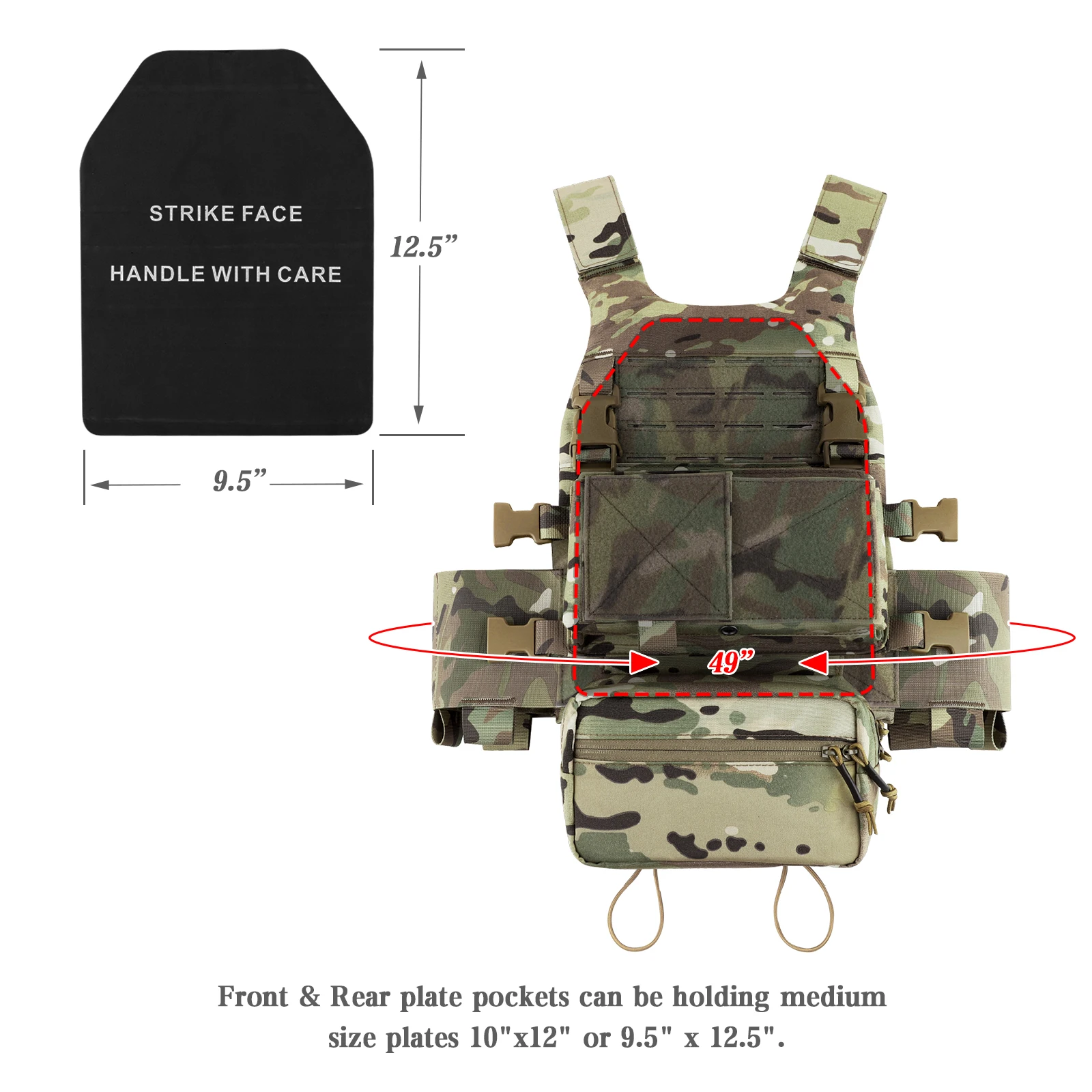 KRYDEX Low Vis Slickster kamizelka taktyczna Plate Carrier elastyczny Cummerbund Mag etui Micro Fight MK3 podwozie Drop Pouch Camo MC