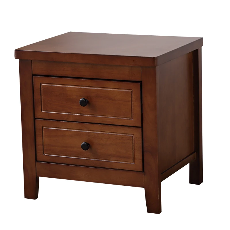 Fully equipped Chinese solid wood bedside table, simple modern dormitory storage locker, home bedroom walnut