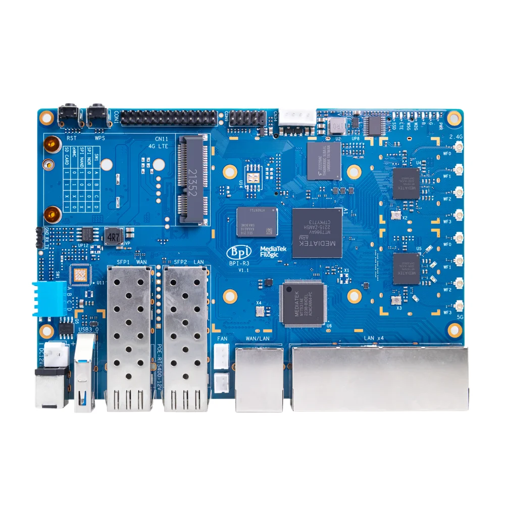 GOOD Banana Pi Bpi-r3 Set Mediatek Mt7986 2g Ddr4 Ram 8g Emmc Flash 5 Gbe Network Port Sfp 2.5gbe Openwrt Linux Smart Router