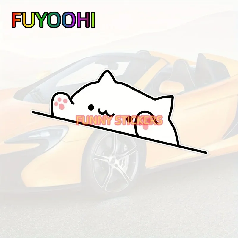 FUYOOHI Bongo Cat Sticker Decal Bumper Sticker For Car Window Bumper Wall Truck SUV Window Wall Cup Laptop Car Accessories
