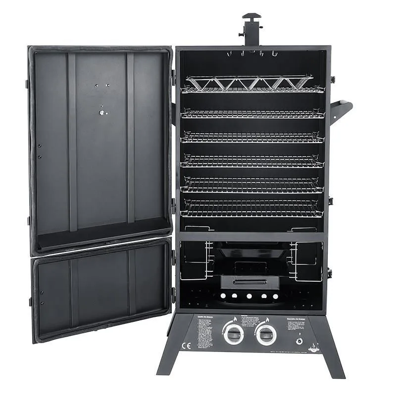 Vertical Dual Control Propane Gas Smoker Grill Multi-Layer Grids Outdoor BBQ Meat Smoking Cabinet Customized