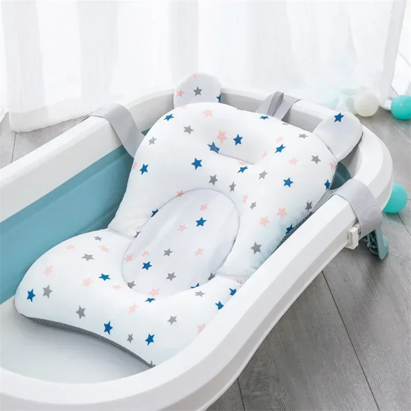 Portable Baby Bathtub Pad, Ajustable Bath Tub Shower Cushion Newborn Support Seat Mat Foldable Bath Seat for Toddler Infant