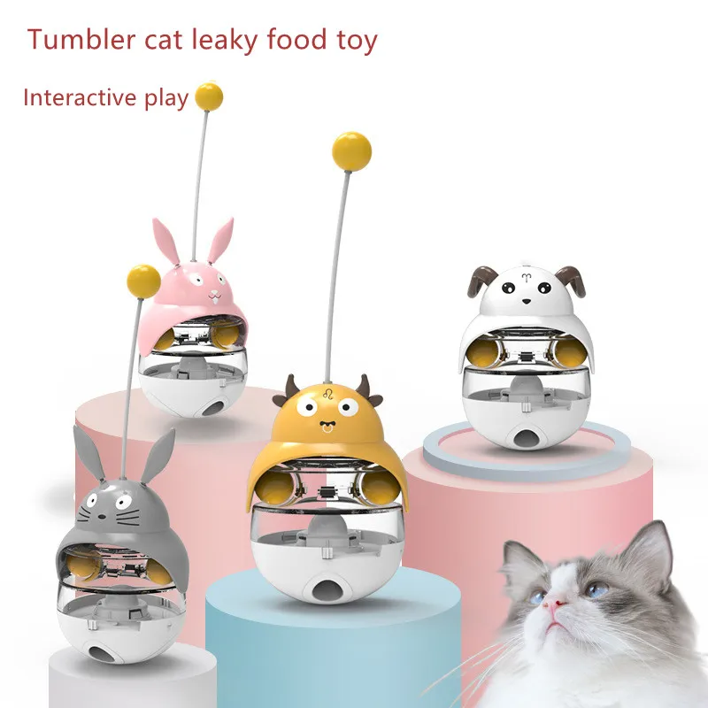 

Hoopet Animal Shap Cat Toy Leaking Ball Self-Playing Tumbler Swing Feeder Cat Stick Kitten Puzzle Interactive Food Leakage Toys