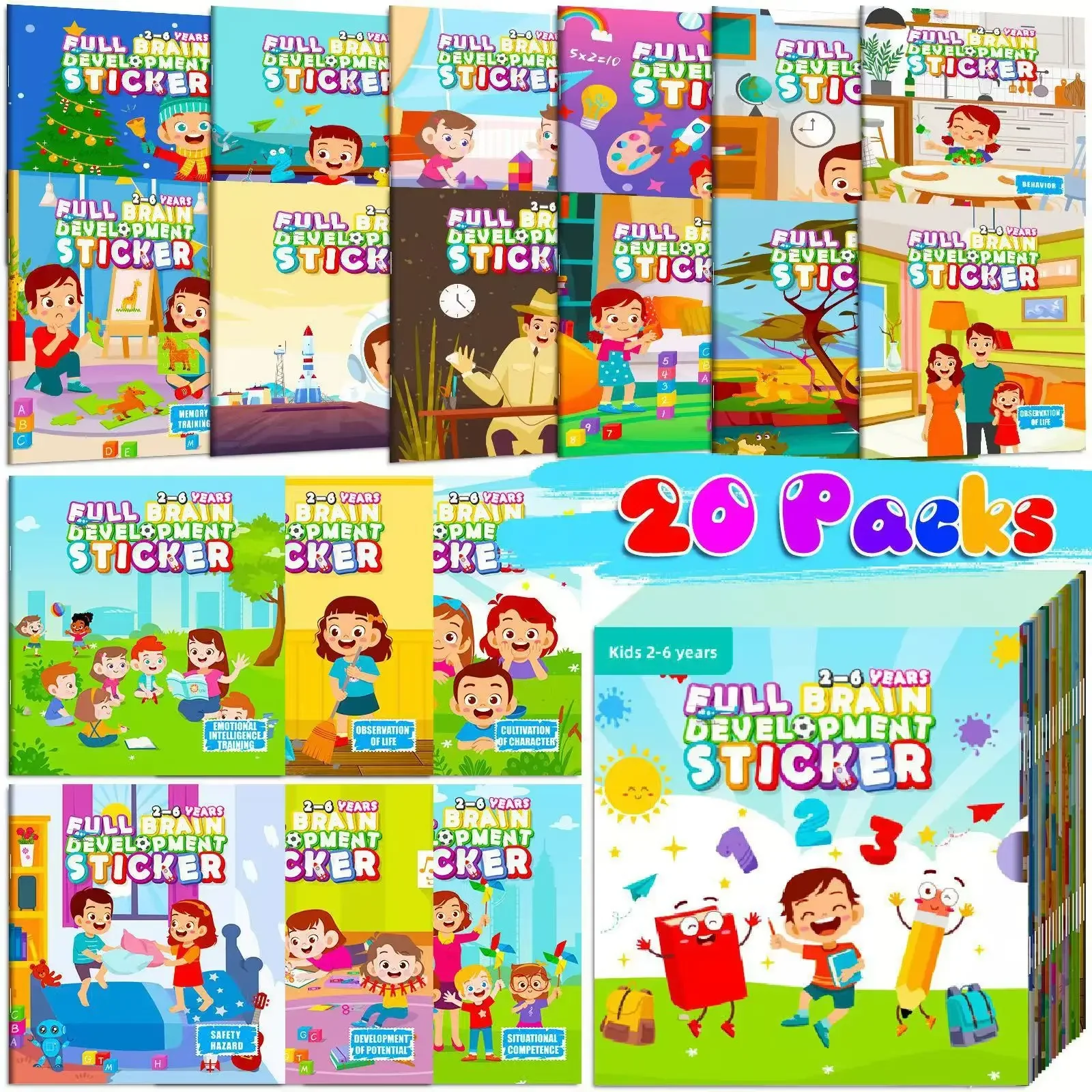 10/20 Volumes of New Sticker Book Focus Potential Development Stickers Children Enlightenment Baby Early Education Book