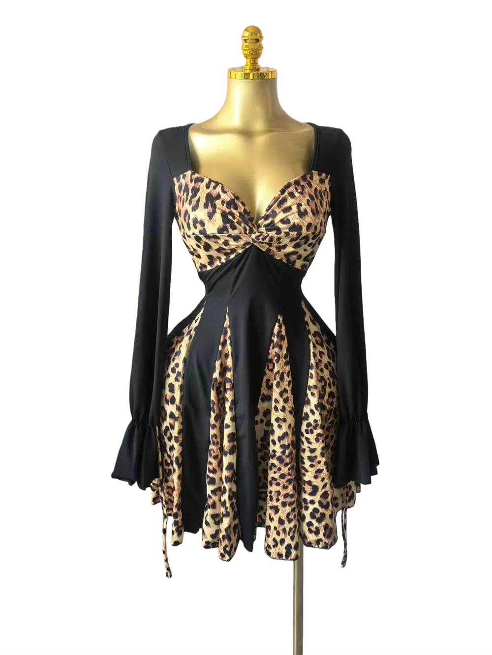 新作セクシー長袖レオパード柄デザインレディース服イブニングプロム誕生日ガウン2025セクシークラブパーティードレス