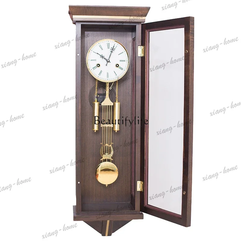 Customizable European-style Living Room Retro Light Luxury Solid Wood Timekeeping Mechanical Wall Clock Polaris