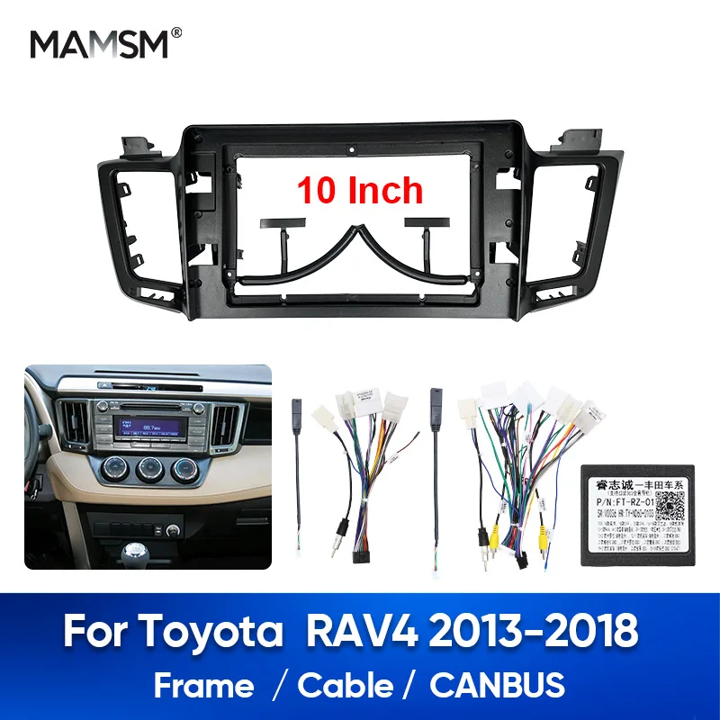 MAMSM For TOYOTA RAV4 2013-2018 Car Frame Audio Dash Trim Kits Panel Fascia Plastic  DVD Stereo Multimedia CD Player Cover