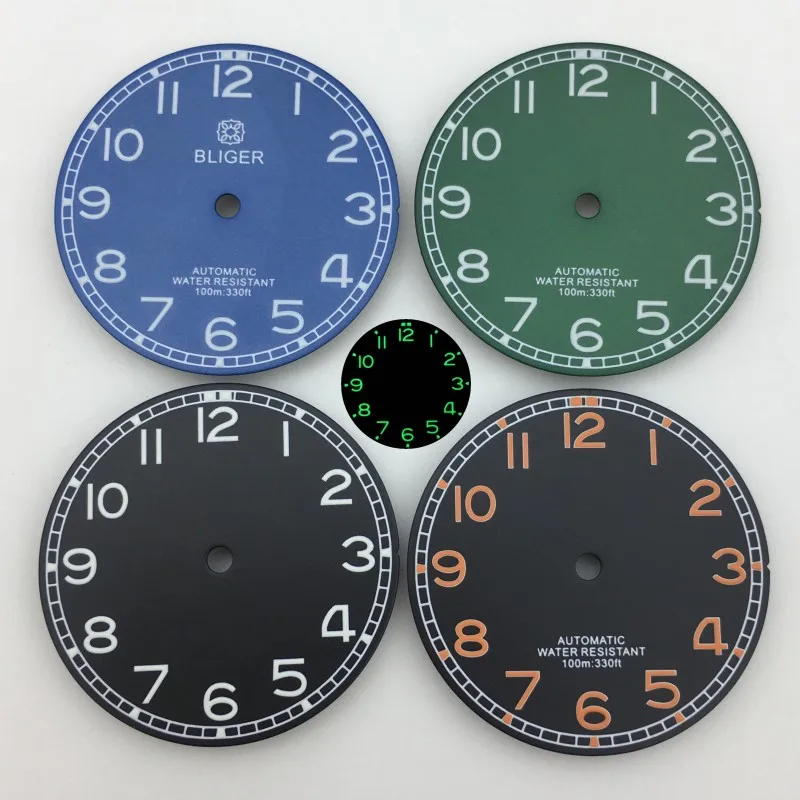 Циферблат BLIGER 29 мм черный зеленый синий циферблат зеленый светящийся подходит для NH34 NH35 NH36 ETA2824 2836 PT5000 Miyota DG