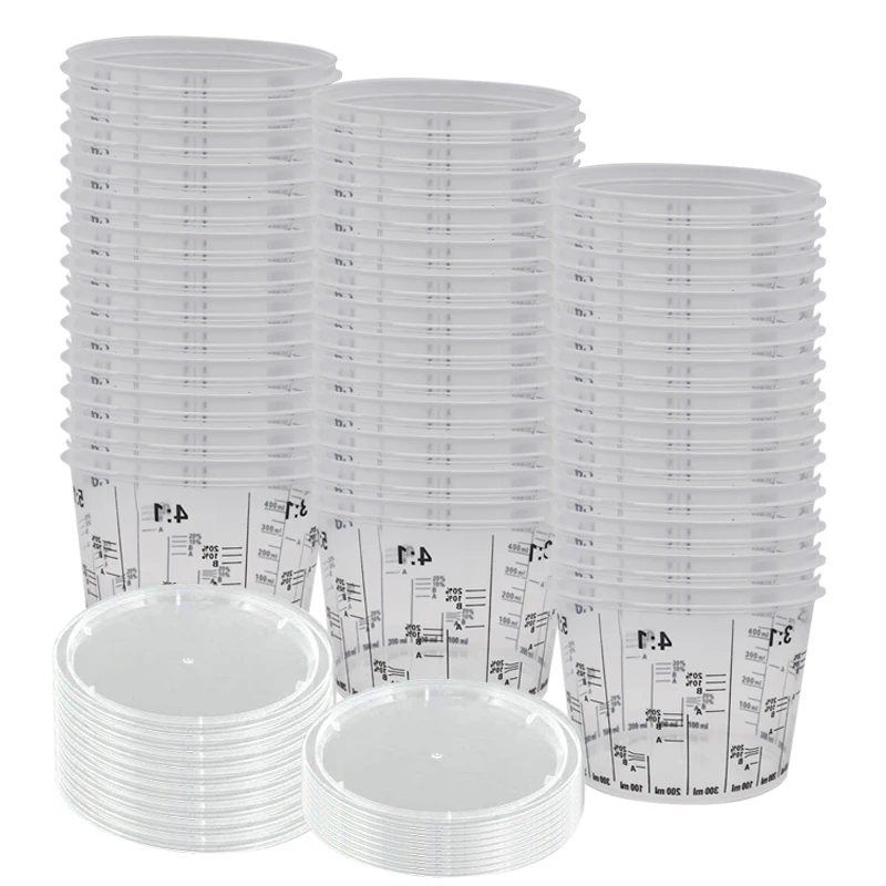 Imagem -02 - Copos de Mistura de Tinta Plástica Conjunto de Copo Calibrado Pote para Tintas de Mistura Precisas e Líquidos 300ml 400ml 10 Pcs