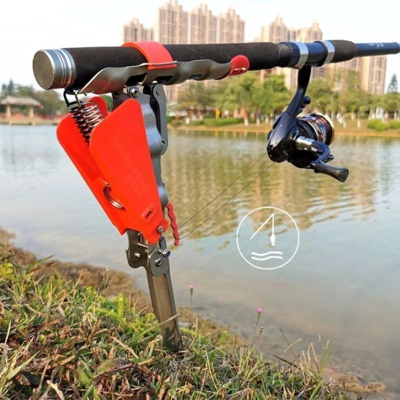 Stainless Steel Automatic Rod Lifter Lightweight Ground Insertion Bracket Portable Spring Fishing Rod Holder‌ Tackle Supplies
