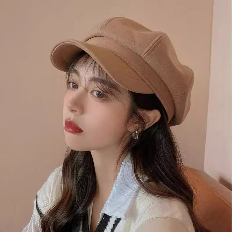 

Loose Cloud Top Octagonal Beret Hats Wool Blended Hat Women Cool Street Brim Cap Outdoor Winter Autumn Berets Caps Girl