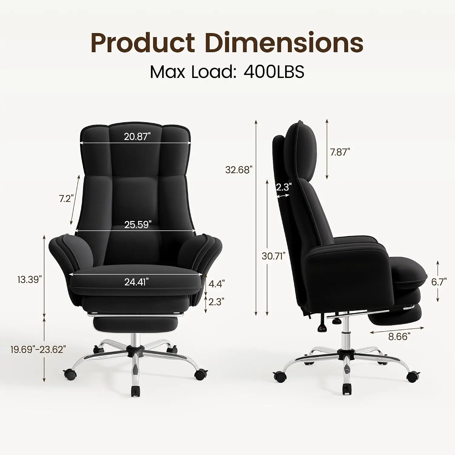 Criss Cross Office Chair Flip Armrests Big Tall 6.7