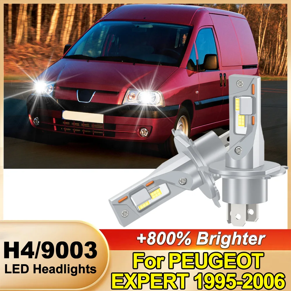 

2PCS H4 High Low Beam LED Headlight 6000K White 200W 32000LM For PEUGEOT EXPERT 1995 1996 1997 1998 1999 2000 2001 2002-2006