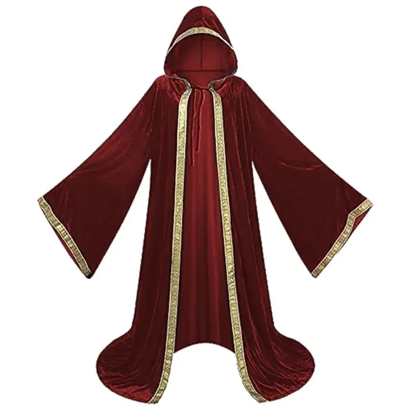 Capa de Cosplay Retro Medieval, Abrigo con capucha, capa gótica Vintage, gabardina larga, capa de mago para fiesta de Carnaval y Halloween para hombres