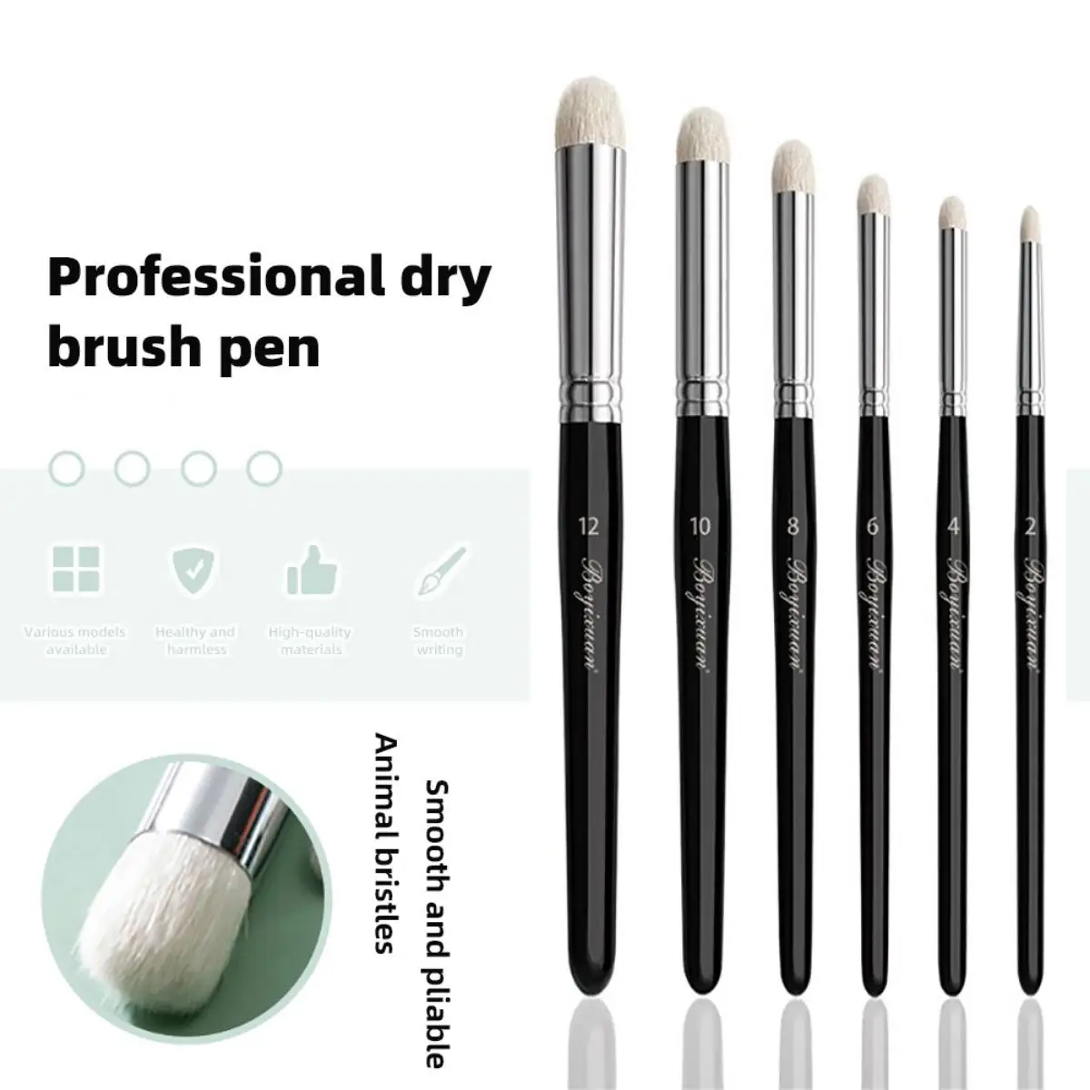 3/6pcs Wool Dry Brush Pen,Profession Clean Model,Ceramic Plaster Artifact Craft Brush,Watercolor Brush Art Supplies Stationery