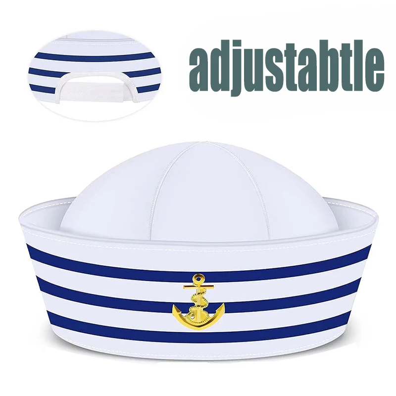 

Adult Yacht Sailor Hat Navy Blue White Captain Cap Sail Cap For Clothing Adjustable Accessories Party Carnival For Men And Women