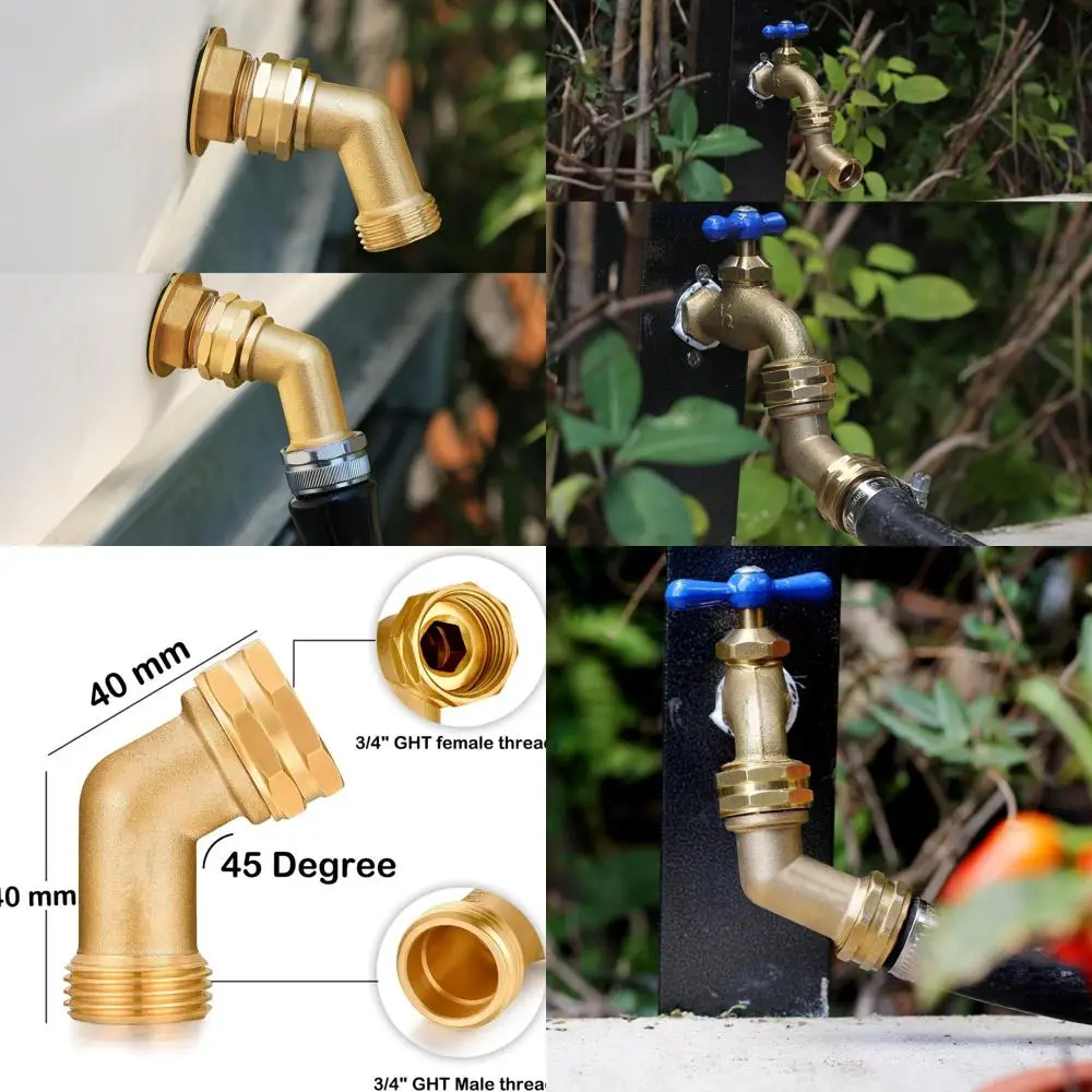 

3/4 Brass 45° Hose Elbow Adapter Set, 10-Pack for Outdoor Faucet Extensions