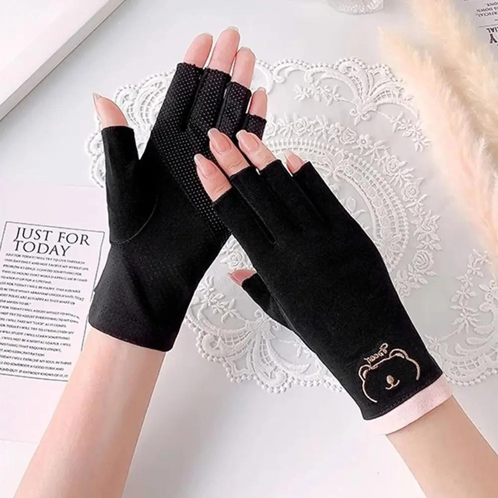 Thin Sun Protection Gloves Fashion Fingerless Elastic Sunscreen Gloves Short Cotton Gloves Women Girls