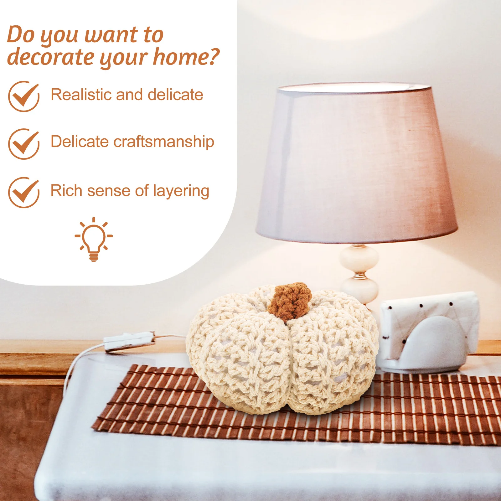 

Artificial Cotton Rope Pumpkin Thanksgiving Tabletop Decor Lifelike Woven Pumpkin Ornament Harvest Festival Party Decoration