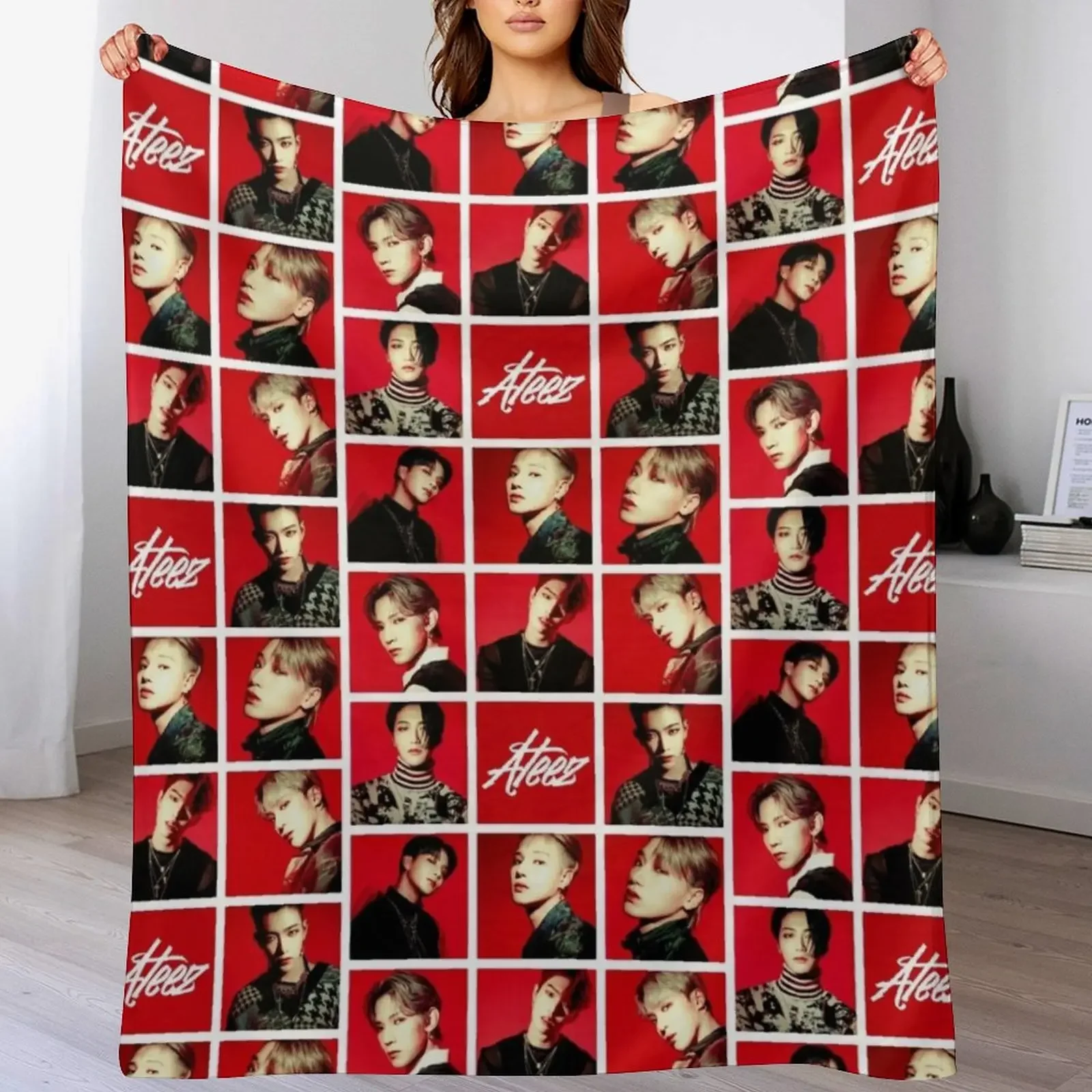 

Ateez Throw Blanket funny gift for winter Hair Decorative Beds Blankets
