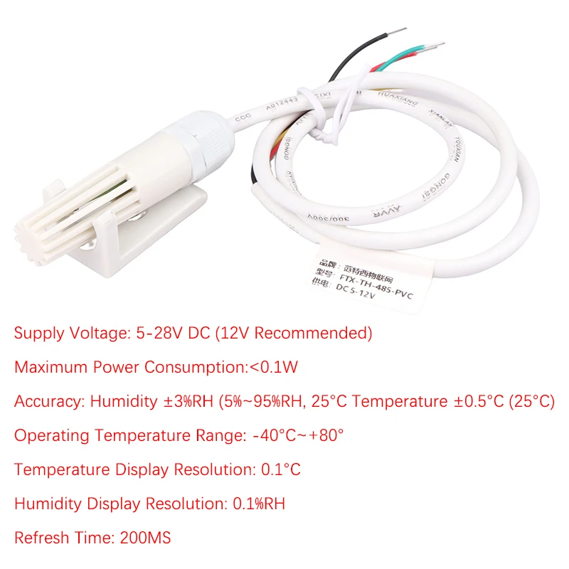 RS485 Temperature and Humidity Sensor MODBUS-RTU Temperature and Humidity Sensor Module Probe Transmitter - 40 ℃ to 80 ℃