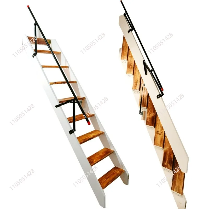 Solid Wood Folding Staircase Household Simple Wall Loft Attic Car Warehouse Climbing High And Easy To Customize