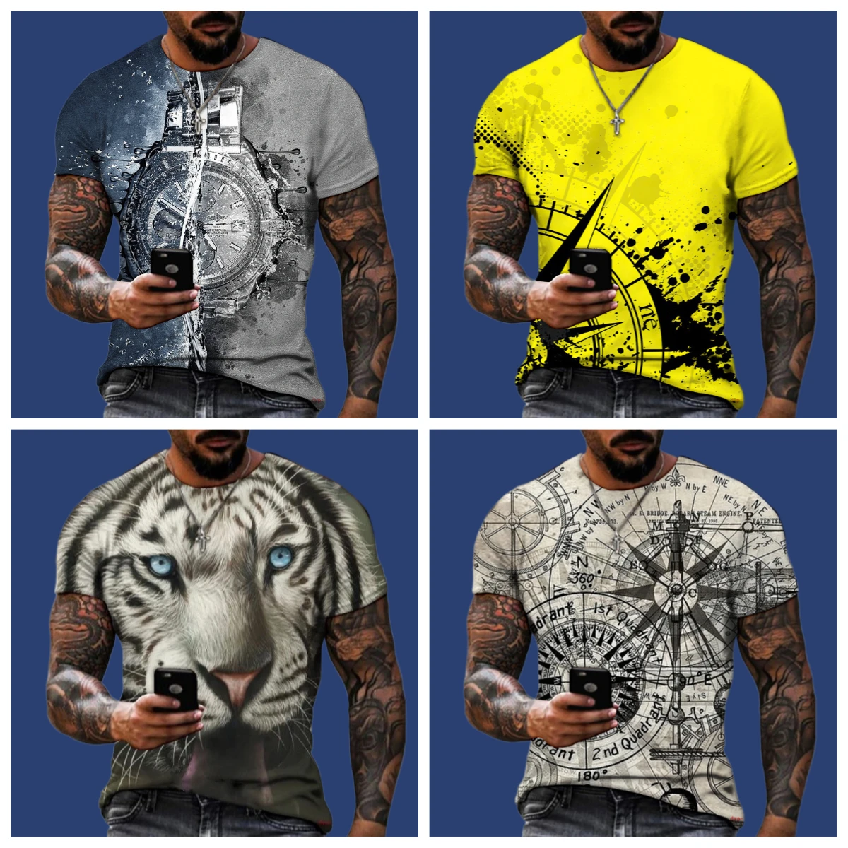 

2025 Summer Men Fashion Personality Graffiti T-shirts Hip Hop Trend Harajuku Casual Style 3D Printing Short Sleeve T-shirts Tops