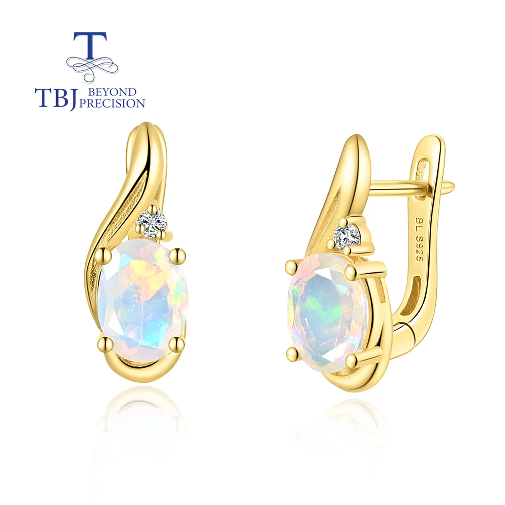 

100% Natural Colorful Opal gemstone earring oval 6*8mm 925 Sterling silver fine jewelry for women New comming