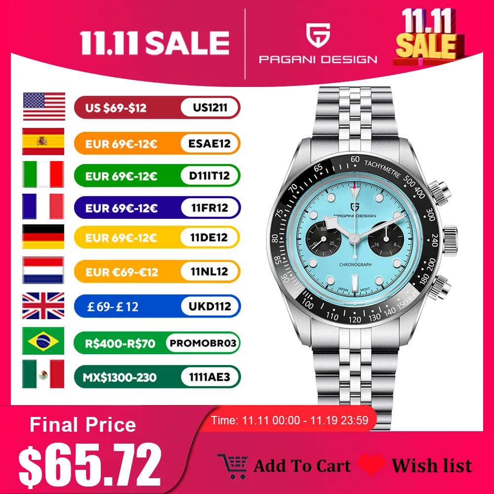 2025 New PAGANI DESIGN Panda Mens Watches Quartz Chronograph Watch For Men Gifts Man AR Sapphire Mirror Ceramic Bezel Waterproof