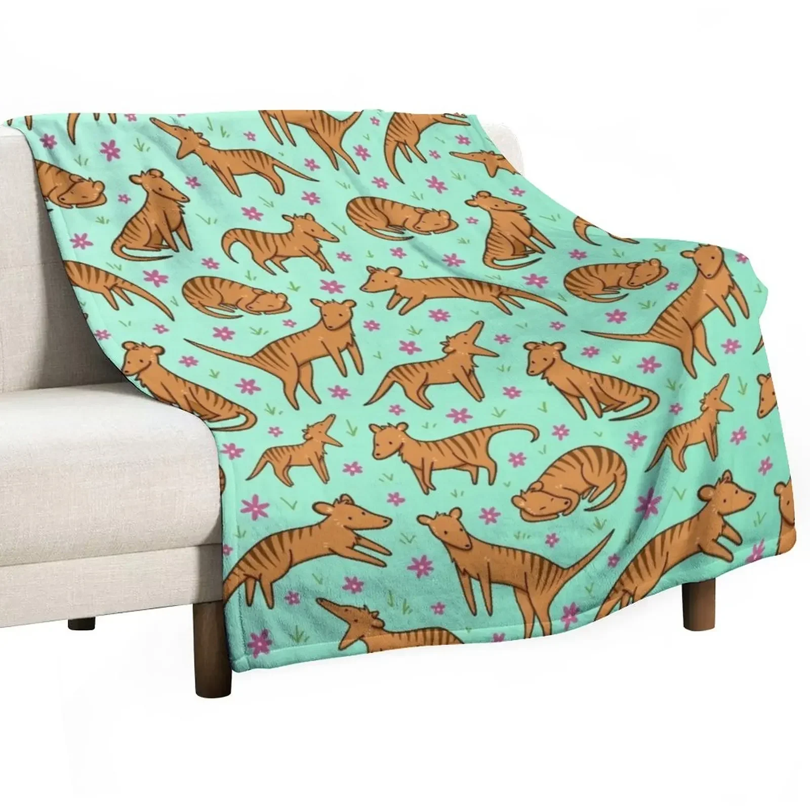 

Thylacine Pattern Throw Blanket Designers For Sofa Thin Comforter Blankets