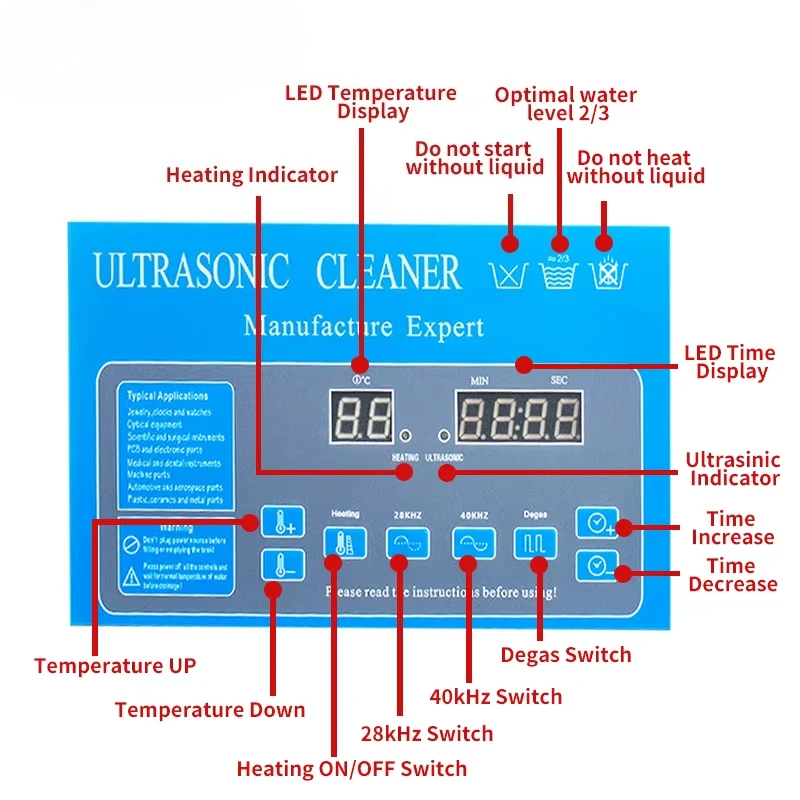 Máquina de limpieza ultrasónica de alta potencia, tanque de 100W, 28kHz, proveedor de China, para discos de vinilo, joyería, laboratorios ópticos, piezas industriales