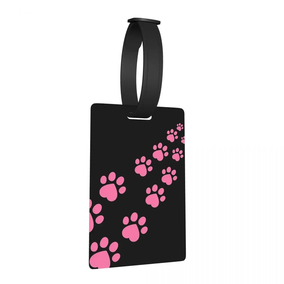 

Cute Pink Cat Paw Prints Adorable Pet Lover Design Luggage Tags Suitcase Cute Baggage Boarding Tag Label Holder ID Name Address