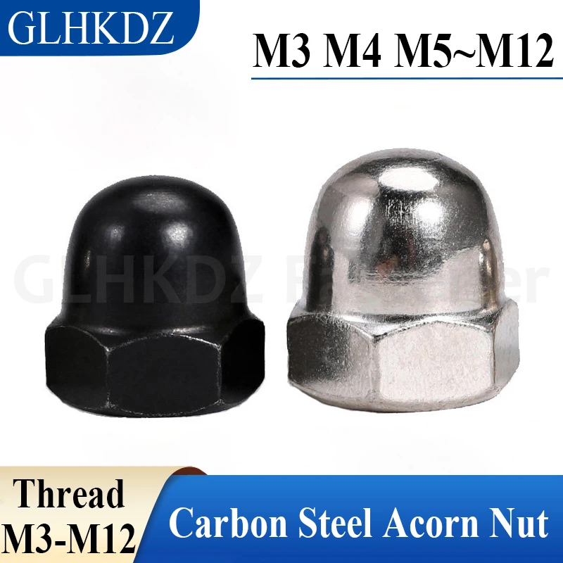 

M3-M12 Grade 4.8 Carbon Steel Hex Acorn Nut Black Zinc/Nickel Plating Hex Cap Nut Domed Nuts Decorative Cover Nut