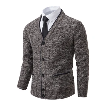Men's knitted cardigan casual V-neck autumn and winter new sweater coat 3