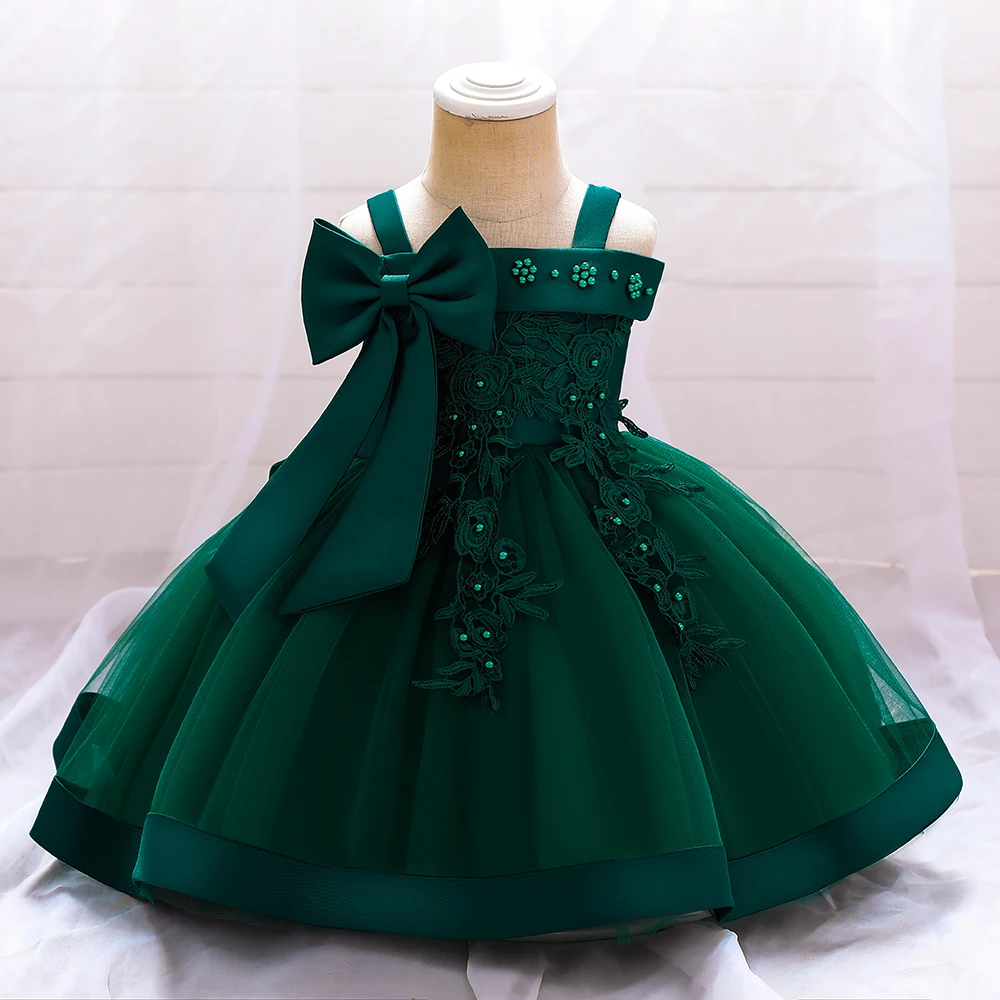 Vestido de verano para niña pequeña, apliques de lazo con cuentas, vestidos de fiesta de primer cumpleaños para boda, vestido de graduación, ropa para niña