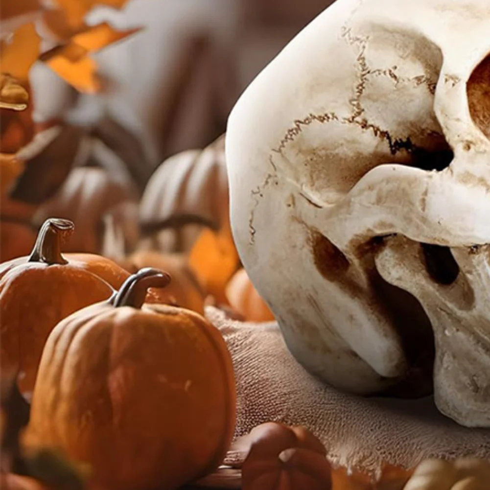 For Halloween DecorationHalloween Skull Shaped Figurine Ghost House Simulation Skeleton Statue Gothic Skull Head Model Ornament