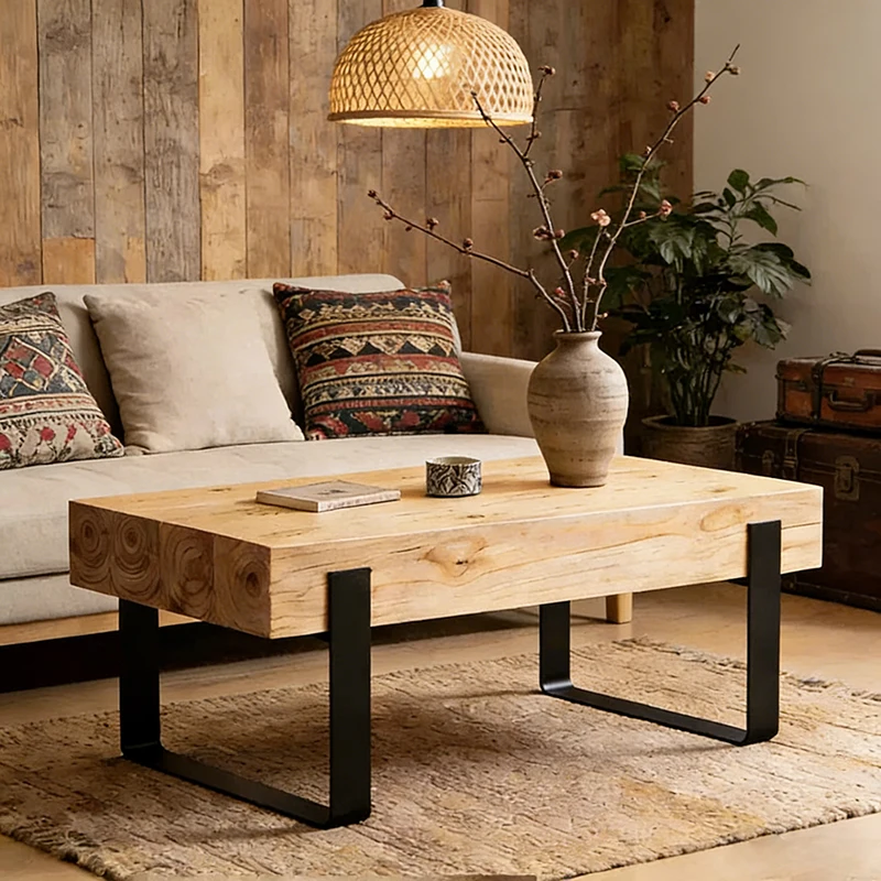 

#Solid Wood Coffee Table Natural Wood Coffee Table Living Room Sofa Side Table Minimalist Vintage