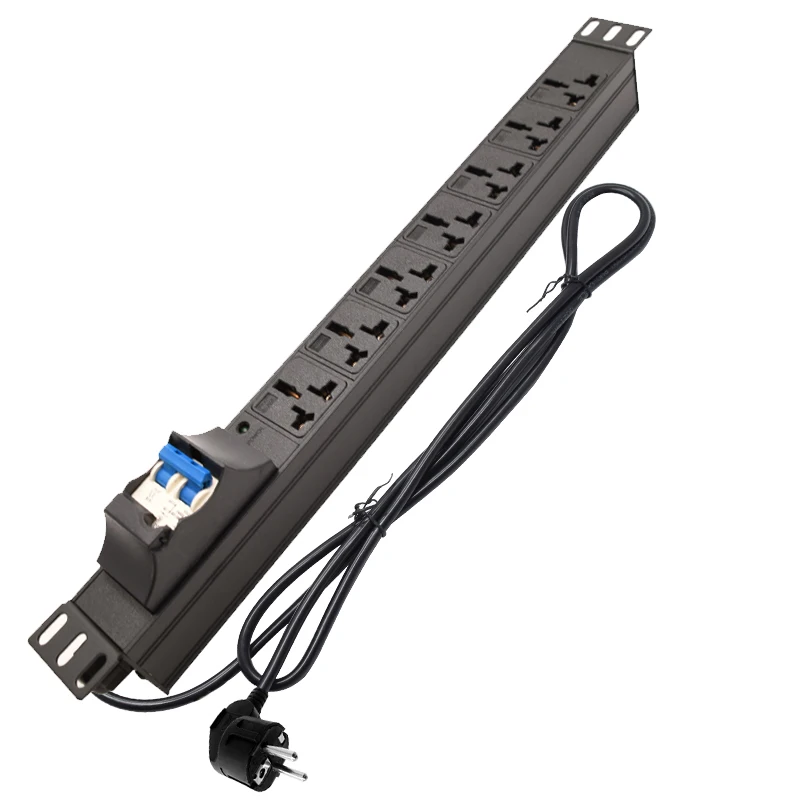 

16A Power Strip 7Ways 16A Circuit Breaker Switch For Cabinet PDU Socket AU/EU/US/UK/C14/C20 Plug 2Meter Extension Cord