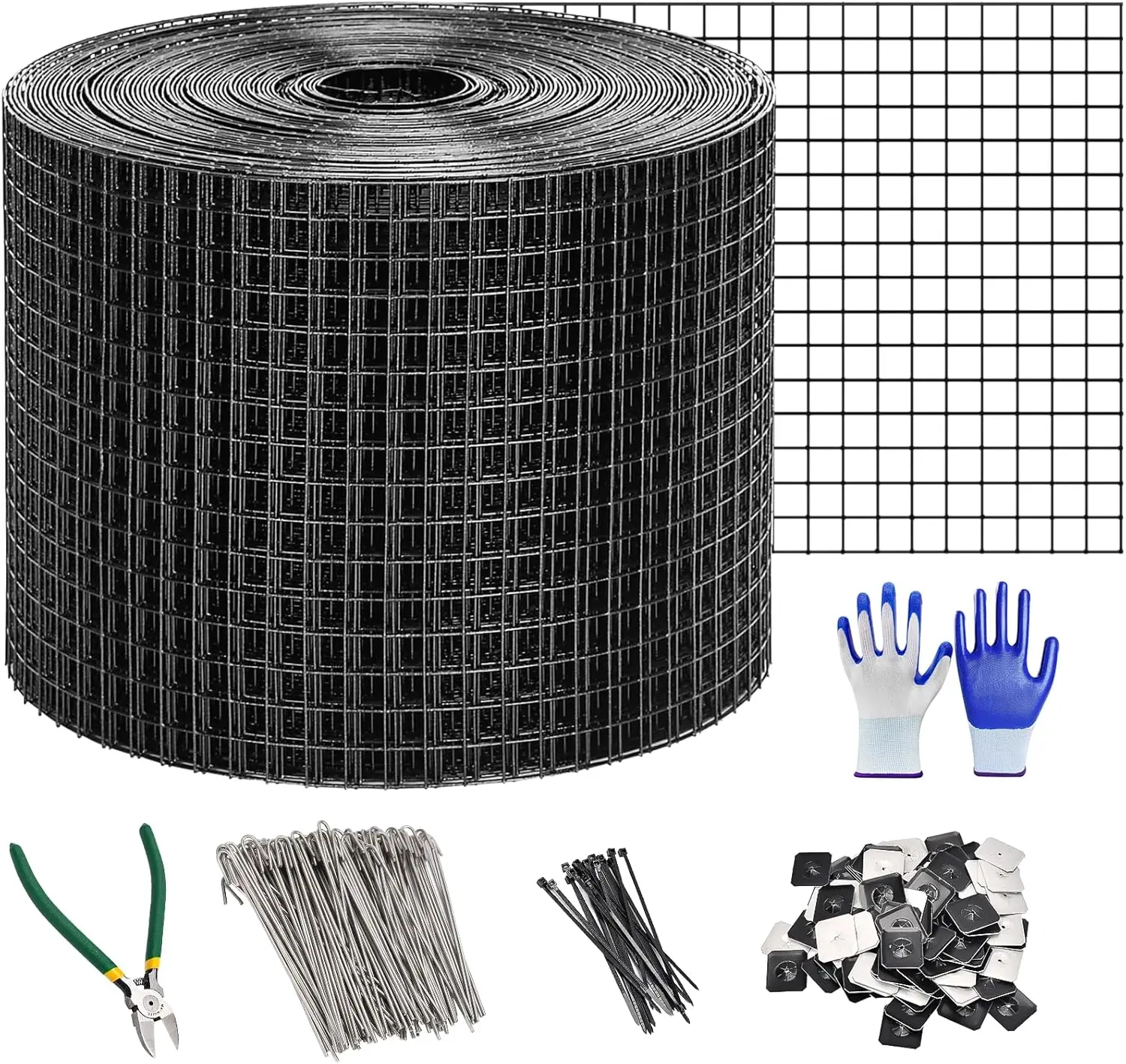 

6in x 100ft PVC Coated Pigeon Netting with Clips, Wire, Scissors & Gloves for Solar Panel Bird Protection