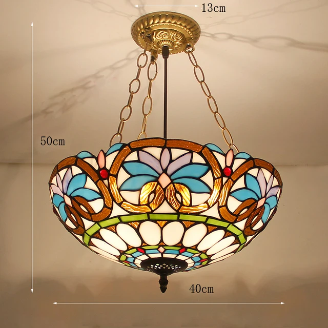 티파니 스테인드 글라스 펜던트 조명 지중해 빈티지 교수형 램프 다이닝 룸 주방 전등 아트 홈 장식